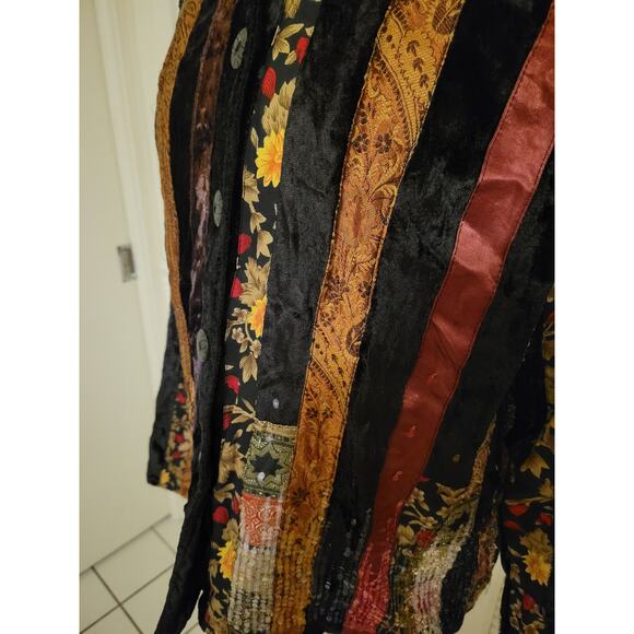 Coldwater Creek Art To Wear Patchwork Velvet Sequin Blazer Jacket Womens Large - Picture 3 of 8
